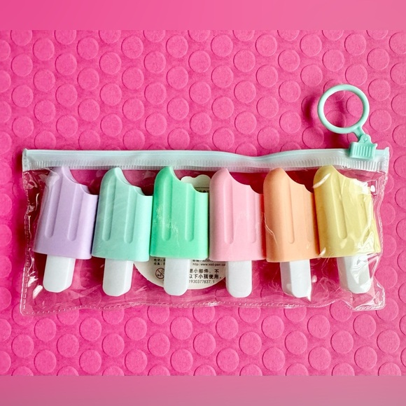 New Colorful Spring Summer Fun Popsicle Ice Cream Highlighter Markers Set of 6 - Picture 3 of 7